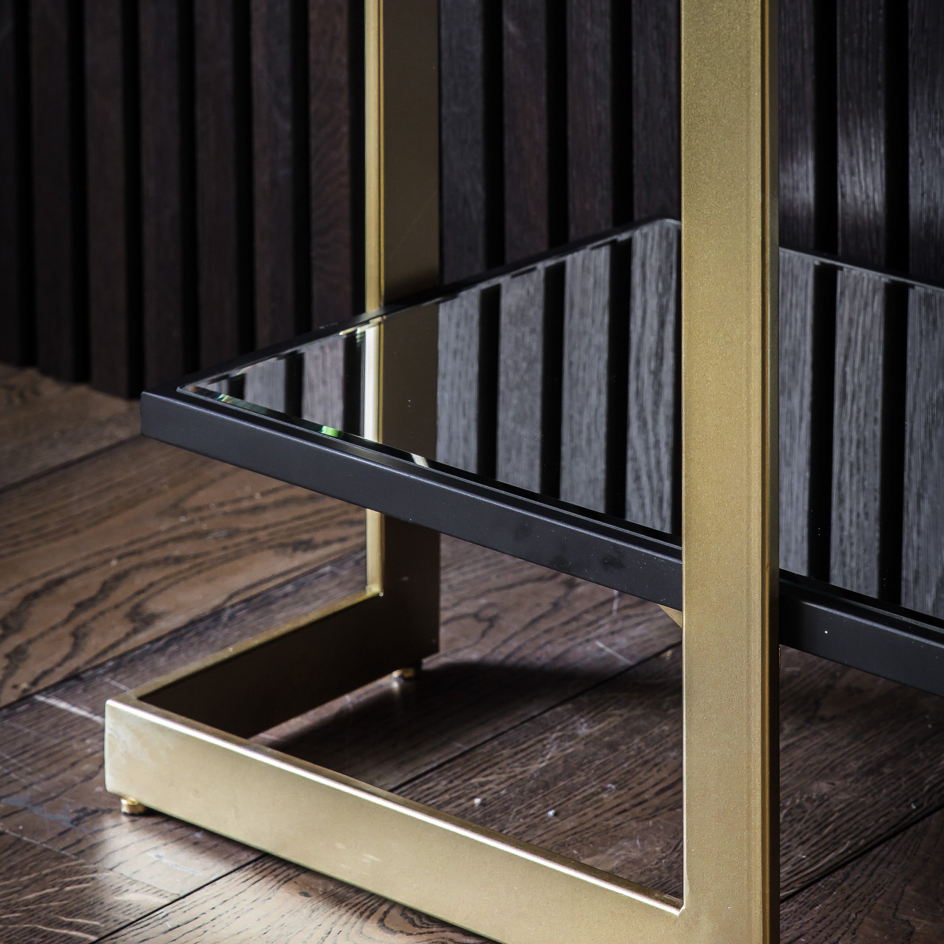Althea Gold & Black Glass Art Deco Console Table
